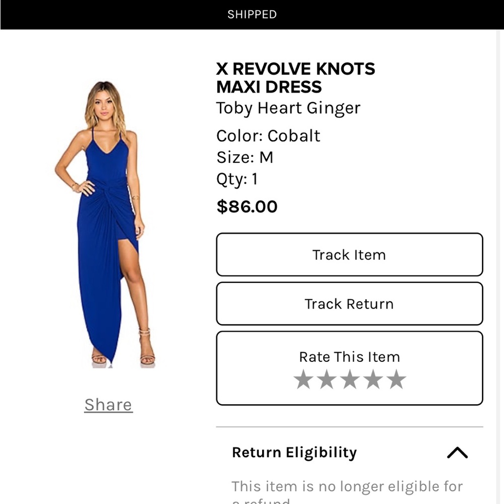 Sexy royal blue knotted dress.